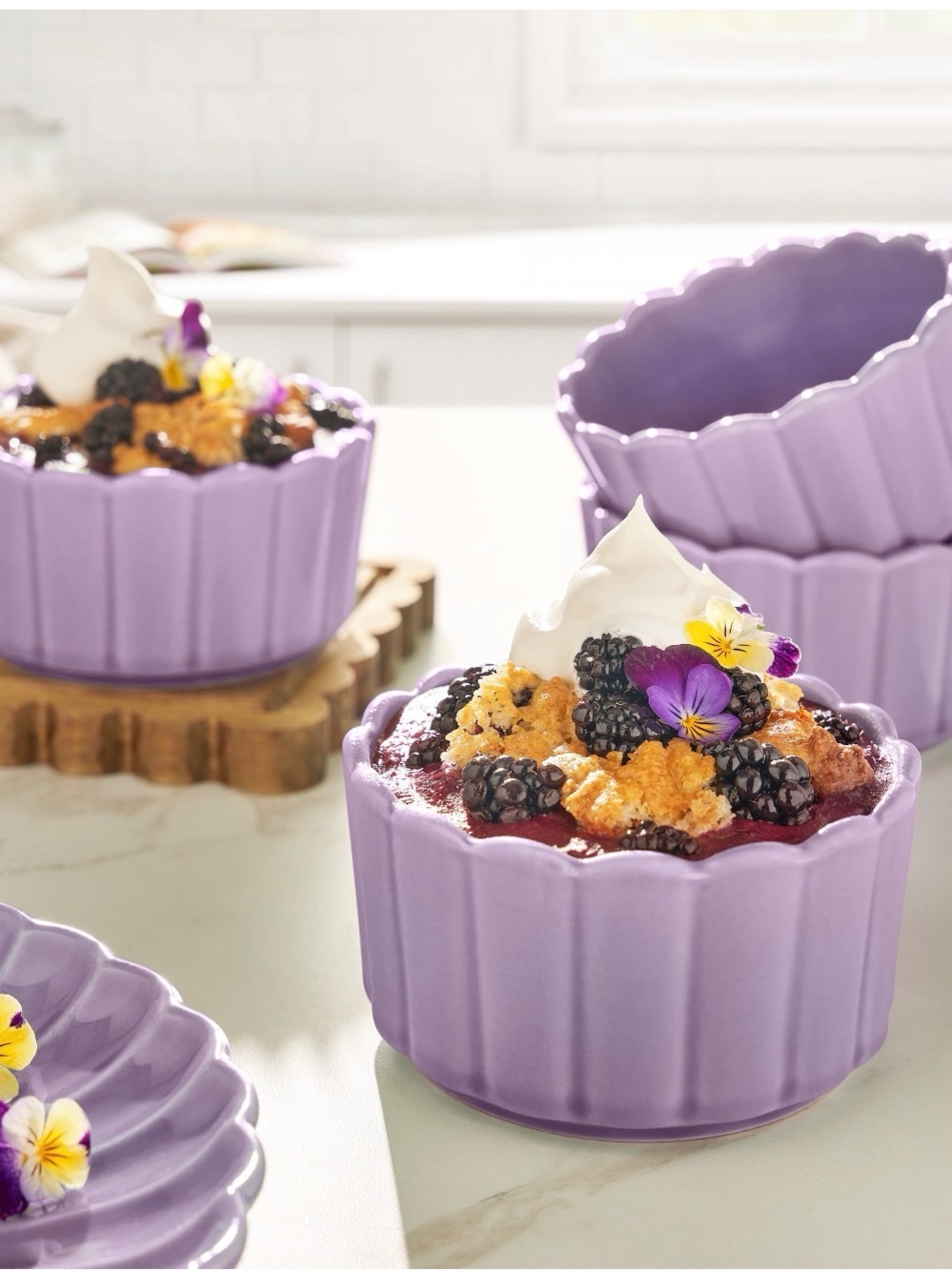 Pioneer Woman Colette Ramekins Purple Set of 4